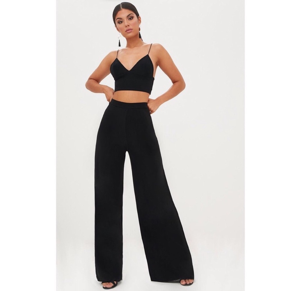 French Connection Black High Waisted Crepe Pants